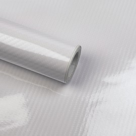 Lypumso 6D Carbon Fiber Vinyl Wrap Roll, Glossy Car Wrap Film Featuring Bubble Free Air Release Technology, Car Moto DIY Interior Exterior Decoration (Carbon Fiber White, 1ft x 10ft)