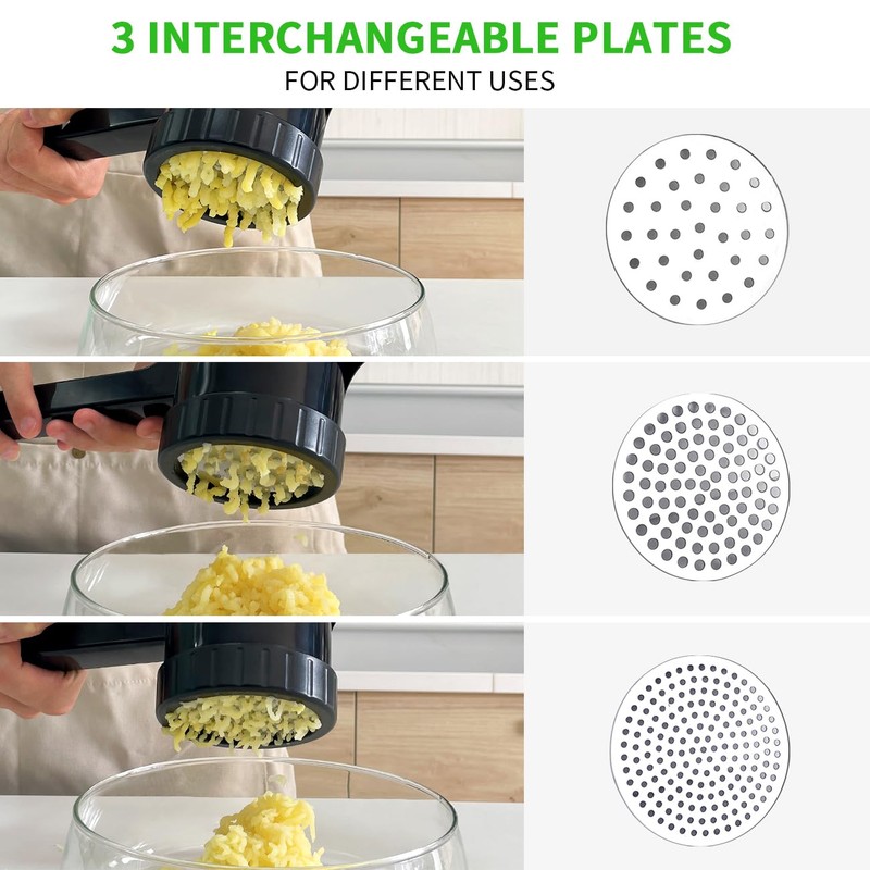 LHS Potato Ricer - Potato Press with 3 Interchangeable Discs