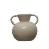 Bloomingville 9.25 Inches Stoneware Twisted Handles and Reactive Glaze, Cream Color Vase