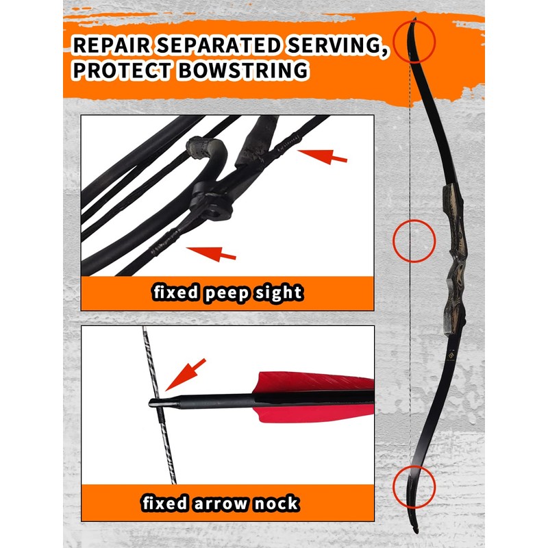 THREE ARCHERS Archery Bow String serving Thread (Black & White)