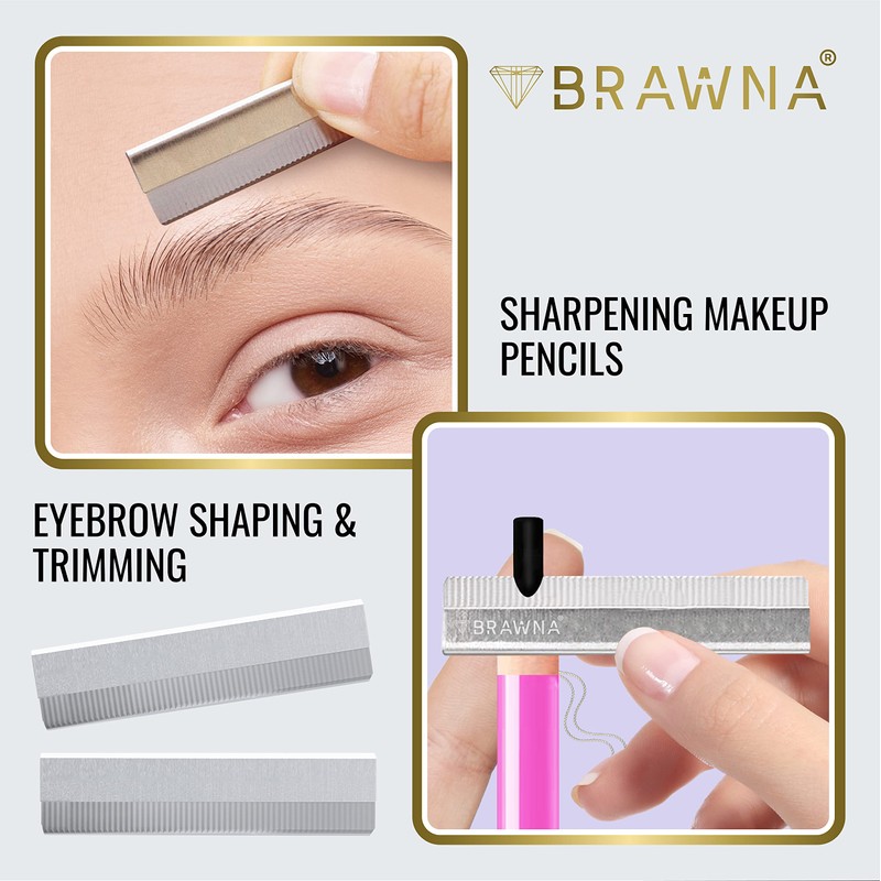 BRAWNA Pack of 10 Eyebrow Razor Blades - Stainless Steel