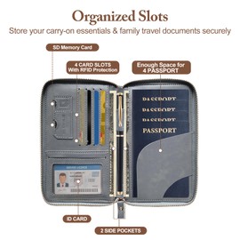 Passport Holder for Travel Women and Men RFID Passport Holder with Card Slots Holder Passport Case Passport cover Passport Wallet Travel Essentials and Accessories(Zipper, Grey Zipper)