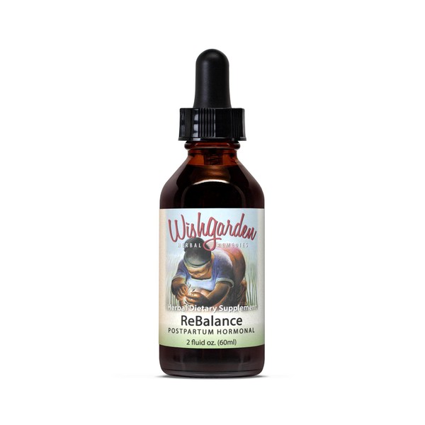WishGarden Herbs ReBalance Postpartum Hormonal - All-Natural Herbal Supplement with Vitex Berry & Motherwort Supports Healthy Postpartum Hormone Levels and Postnatal Hormone Balance, 2oz