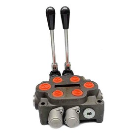 Lfhelper 2 Spool Hydraulic Control Valve, 25 GPM/3000 PSI Hydraulic Directional Control Valve Double Acting Hydraulic Valve, pring Center, Straight Handle for Small Tractors/Tractors Loaders