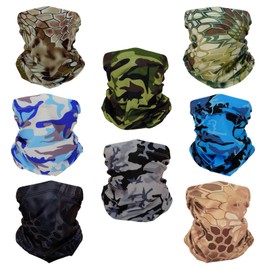 SMEHCF 8 Cooling Neck Gaiters Multi-Purpose Bandanas for Men and Women, 8 Cooling Neck Gaiters Camouflage Python, Unit size