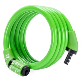 Etronic Security Multi-Purpose Self Coiling Cable Lock, 4-Feet x 5/16-Inch - Green