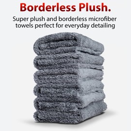 Adam's Polishes Adam's Polishes Borderless Grey Edgeless Microfiber Towel - Premium Quality 480gsm, 16 x 16 inches Plush Microfiber - Delicate Touch for The Most Delicate Surfaces (Pack of 6)