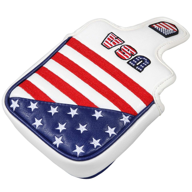 Golf Mallet Putter Cover Headcover Strip& Star Embroidery PU Leather