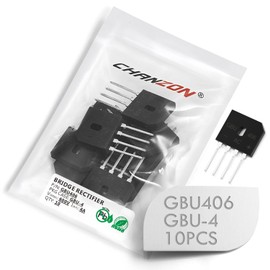 (Pack of 10 Pieces) Chanzon GBU406 Bridge Rectifier Diode 4A 600V GBU-4 (SIP-4) Single Phase, Full Wave 4 Amp 600 Volt Electronic Silicon Diodes