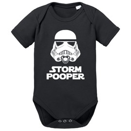 Tee Kiki Storm Pooper Sayings Baby Romper Organic Cotton Bodysuit Boys & Girls 0-12 Months, black