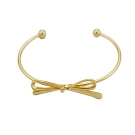 DATOA Elegant Gold color Bow Bangle Cuff Bracelet for Women Simple Ribbon Bow Knot Adjustable Open Cuffs Wrist Bracelets Fashion Christmas Birthday Jewelry Gifts - Gold