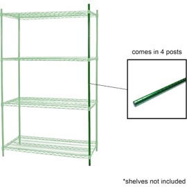 TrueCraftware- 74” Green Epoxy Wire Shelving Posts with Leveling Foot Set of 4- Commercial Shelves Wall Mounted Metal Shelving for Restaurant Bar Utility Room Kitchen and Garage
