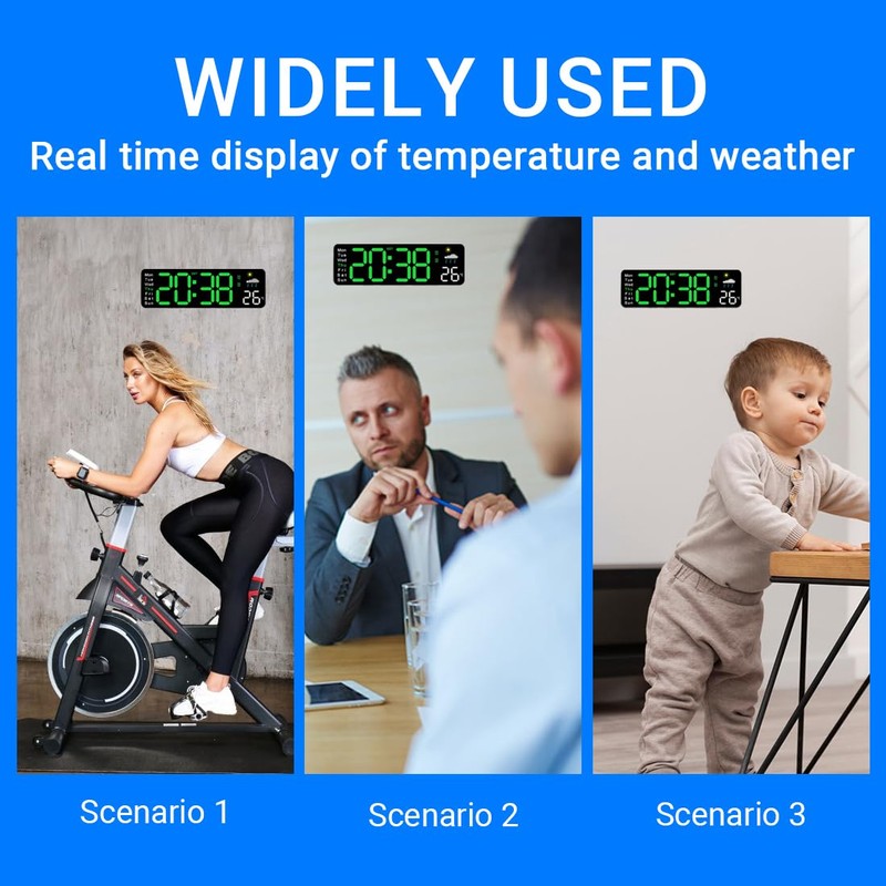 NHQZ Wall Clock Digital 12 Inch LED Wall Clock Large