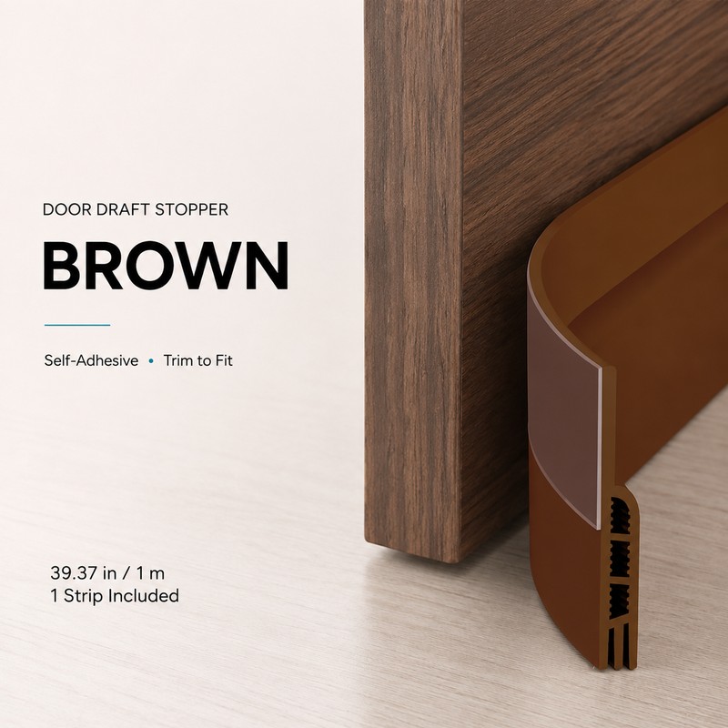 Door Draft Stopper, Self-Adhesive Under Door Sweep, 39.37-Inch Trim-to-Fit Strip
