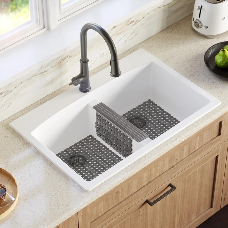 Bligli Plastic Sink Saddle, Sink Divider Mat with Strong Suction