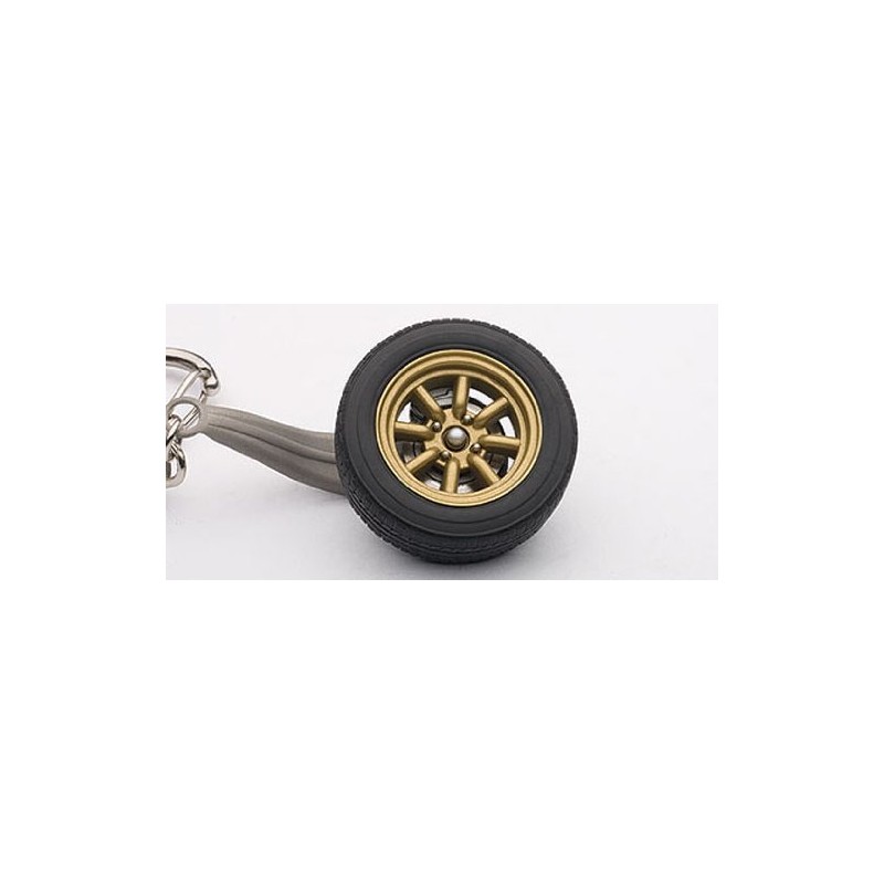 AUTOartDESIGN 8スポーク ホイール・キーチェーン (ゴールド) 完成品