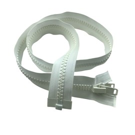 EZ-Xtend Lenzip #10 Separating Zipper for Canvas - Heavy Duty Cut to Length with Double Plastic Locking Zipper Pull - Includes 2 Stainless Steel Zipper Bottom Stops (White, 96")