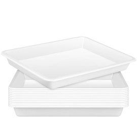 CZWESTC 12 PCS Plastic Paint Trays, Stackable White Art Tray for Building Blocks, Beads Sorting, DIY Projects, Painting, Small Craft Trays for Kids (11 x 8.2 Inch)