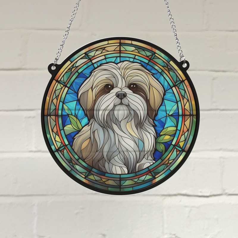 Image Industry Shih Tzu Stained Glass Effect Suncatcher - Garden