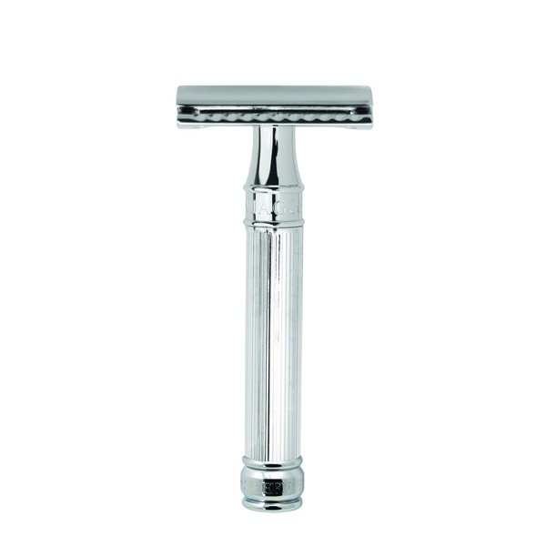 Edwin Jagger Chrome-Plated Lined Handle Double-Edge Safety Razor