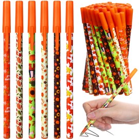 Yeaqee 48 Pcs Fall Pens Bulk Autumn Ballpoint Pen for Kids Adults Back to School Gift Maple Leaf Pumpkin Wood Scarecrow 6 Styles for Thanksgiving Party Fall Harvest Office Classroom Supplies