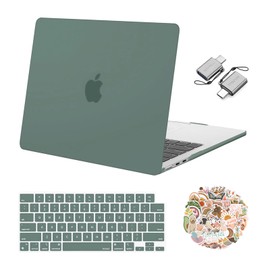 MOSISO Compatible with MacBook Air 13 inch Case 2024 2023 2022 M3 A3113 M2 A2681 Touch ID, Plastic Hard Shell&Keyboard Cover&Laptop Decals&Type C for MacBook Air 13.6 inch Case M2 M3, Emerald Green