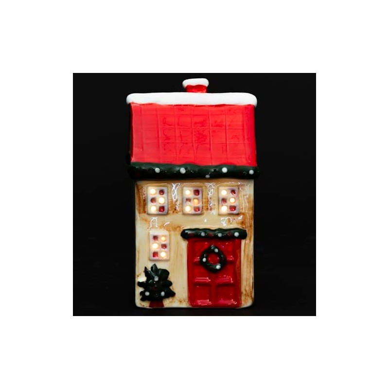 LED-Haus aus Keramik, Höhe 15 cm, Xmas