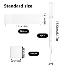 Xmart Pack of 100 Slides and 200 Cover Glasses Matte Edges Pre-Cleaned Microscope Slides Cover Glasses with 5 Dropper Microscope Accessories for Laboratory Biology Science Studies
