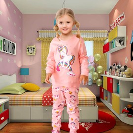 Baogaier Children's Sportswear Girls Tracksuit Jogging Suit Sports Set Long Sleeve Cotton Pullover Suit Leisure Suit Sweatshirt + Sweatpants Sports Suit Children's Clothing Age 2 3 4 5 6 7 Years,