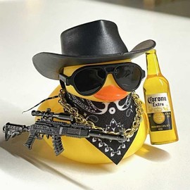 Black Cool Rubber Duck Car Accessories Cool Car Accessories Duck Car Dashboard Decoration:_black&black-SKS&beer