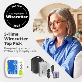 Greater Goods Bluetooth Smart Blood Pressure Monitor for Home Use – Automatic Digital Upper Arm BP Machine with 8.7”–16.5” Cuff, iOS & Android App Compatible, Large Backlit Display