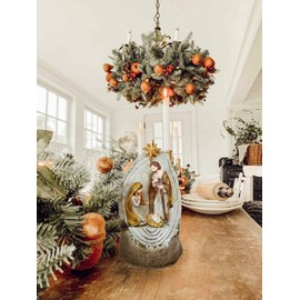 Hanna's Handiworks Holy Family Nativity Scene with Star of Bethlehem Carved Decor for Loved Ones and Addition to Mantel, Bookcase, Tabletop, Religious Display - 8”x 5