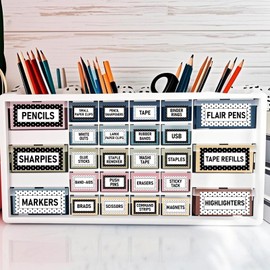 54Pcs Teacher Toolbox Labels Classroom Decoration Self-Adhesive Polka Dot Toolbox Sticker Black White Tool Box Storage Decal Black White Dot Organizer Container Decor for Back to School Teacher Supply