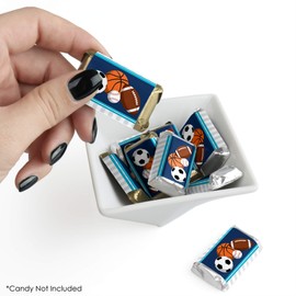 Go, Fight, Win - Sports - Mini Candy Bar Wrapper Stickers - Baby Shower or Birthday Party Small Favors - 40 Count