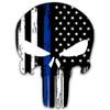 Skull Thin Blue Line Stickers Tattered Subdued US American Flag