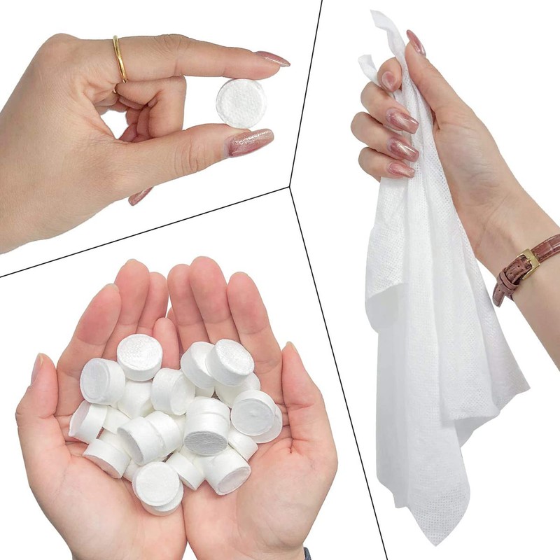 Compressed Wipes, Towels, or Compact Toilet Paper Tablets,for Travel, Home,