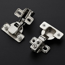 Ravinte 4 Pack 2 Pairs 1/2 Inch Overlay Brushed Nickel Short Arm Kitchen Cabinet Hinges,Soft Close 105 Degree Concealed Hinges with Screwdriver and Mounting Screws Used for Face Frame Door