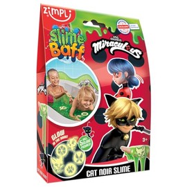 Miraculous Cat Noir Slime Baff Green from Zimpli Kids, 5 x Glow-in-the-dark Miraculous Figures Included, Magically turns water into gooey, colourful slime, Bath Toys, Sensory Gift for Boys & Girls