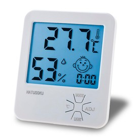 HATUSOKU Digital Thermometer/Hygrometer, Temperature and Humidity Meter, Comfort Level Face Display (with Backlight), White