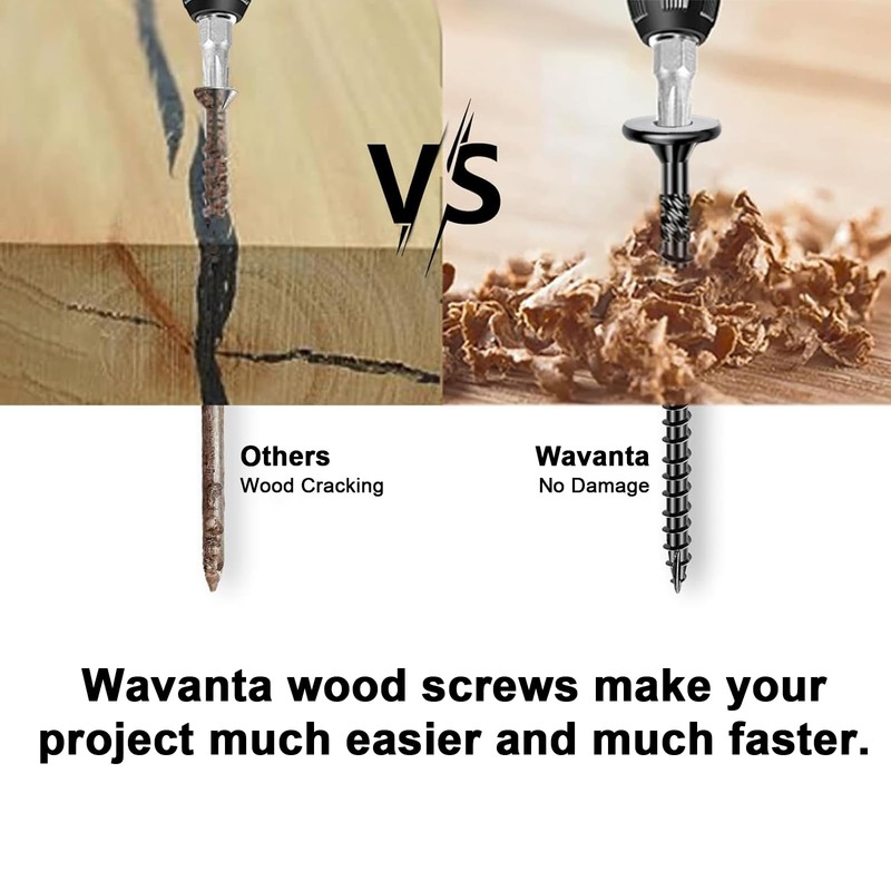 Wavanta 50Pcs Wood Screws 6.3 x 73mm, Star Drive Decking
