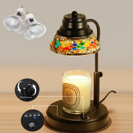 QCLTY Candle Warmer Lamp, Electric Candle Warmer Lamp with Timer, Dimmable Candle Warmer Compatible with Small & Large Jar Candles for Home Decor, 2 Bulbs Included (Black)