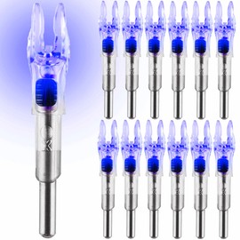 12 Pack X Lighted Nocks Universal Fit for Arrows with ID .204/.233/.244/.246 Light Up Nocks with ON/Off Switch for Archery Hunting