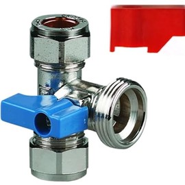 Aretro Chrome Elbow, Straight, Tee, Washing Machine, Dishwasher Connector, Tap, Valve, 15mm x 3/4' (Tee 15mm x 3/4')