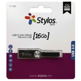 Stylos Memoria USB Flash Drive De 16GB Modelo (STMUS316B) Correa Integrada Nuevo Modelo Soporta USB 3.0 Compatible con USB 2.0/Hot Plug&Play Flash Drive ST-300.