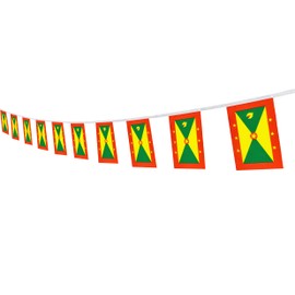Grenada String Banner Flag,5.5 x 8.2 Inch String Banner,Indoor and Outdoor Party Decorations,16 ft 20 Mini Flags.