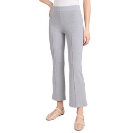 DONNI. Women's Rib Kick Flare Trousers, Heather Grey, XL