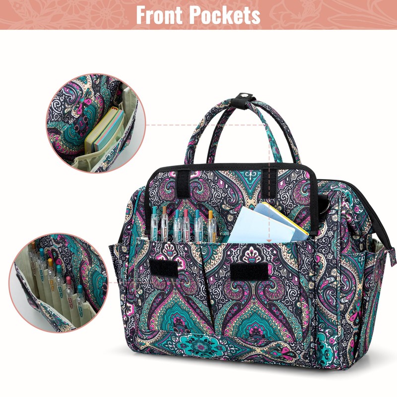 LoDrid Bible Bag Tote with Multiple Pockets for Bible Items,