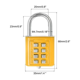 PATIKIL 8 Digit Combination Lock, 3 Pack 4 Position Locking Mechanism Push Button Security Digital Lock for Gym Sports Locker, Yellow
