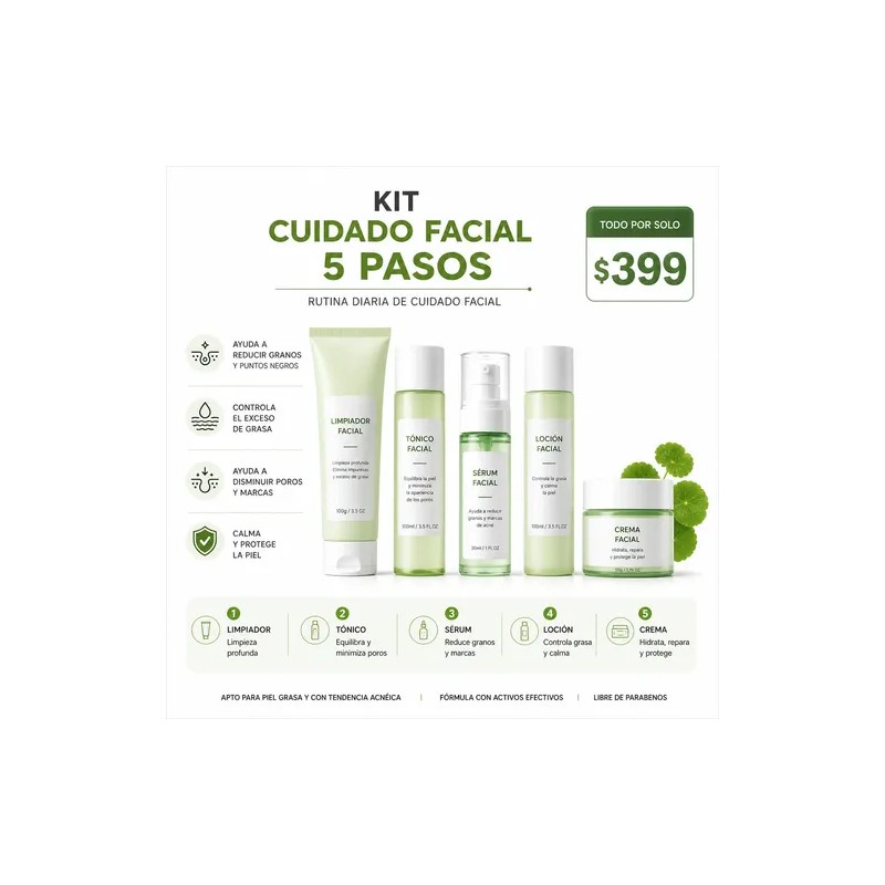 Kit Skincare Antiacné Vogirlog 5 Pasos Control Grasa