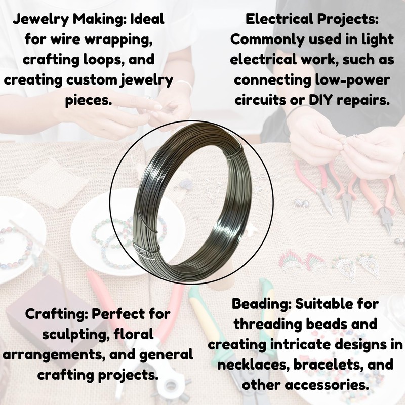 22 Gauge Aluminium Craft Wire - 120 Feet & 0.64mm